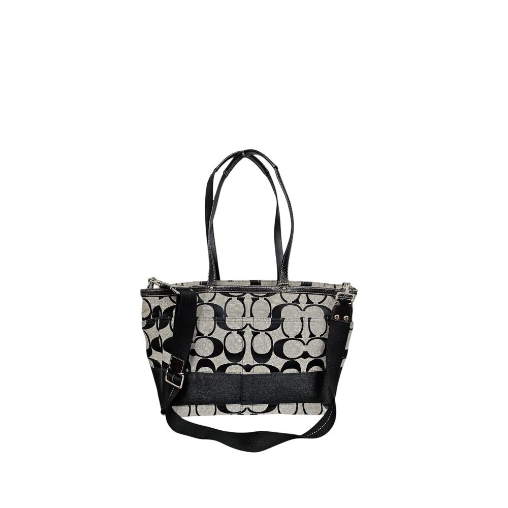 Coach Signature Canvas Leather Trim Tote Bag